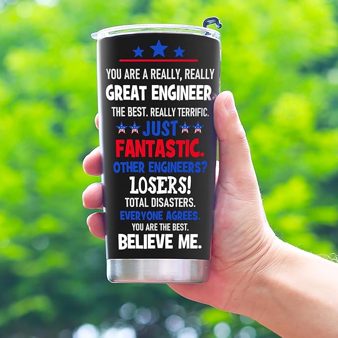 Engineer Gifts for Men, Engineering Gifts for Engineers - Mechanical Software Aerospace Electrical Civil Engineering Gift, 20 OZ Stainless Steel Insulated Travel Coffee Tumbler Cup