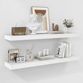 Fun Memories 36 Inch Floating Shelves - Deep Rustic White Wooden Wall Shelves - Extra Deeper & Thicker Wall Mounted Storage Shelf for Bedroom, Kitchen, Farmhouse - 2 Pack, Rustic White