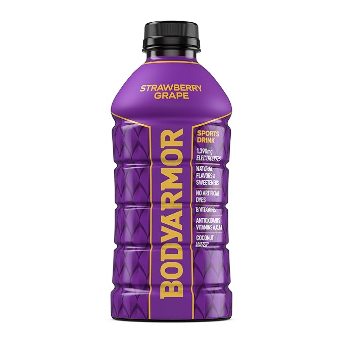BODYARMOR Sports Drink, Strawberry Grape, Electrolyte Drink Hydration, 28 Fl Oz Bottles (15 Pack), Flavored Coconut Water with B Vitamins & Antioxidants
