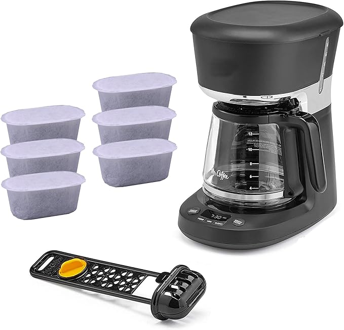 Advanced Replacement Water Filter Cartridges for Mr. Coffee Easy Measure and Dishwashable 12-Cup Coffee Makers, 2-step Advanced Filtration System with Activated Carbon and ion Exchange Resin (12 Pack)