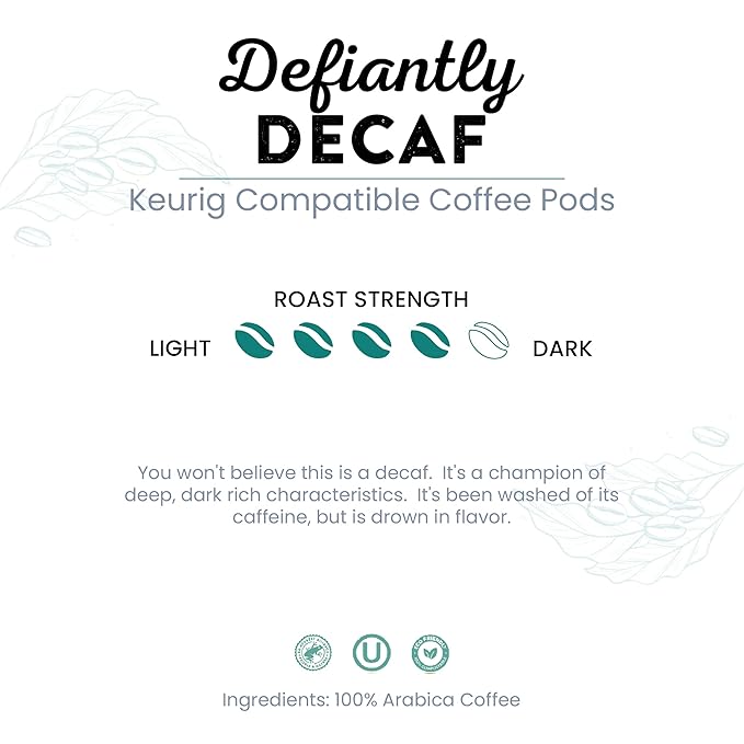 Tayst Coffee Pods, Defiantly Decaf Dark Roast, K Cups Compatible with Keurig Coffee Maker, Sustainable Single Serve, Pack of 50