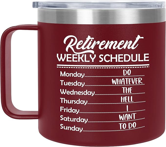 Funny Retirement Gifts for Women Men - 14 Oz Stainless Steel Insulated Coffee Mug With Lid - Birthday Retired Goodbye Farewell Gifts for Coworkers Boss Teachers Nurse Mom Dad