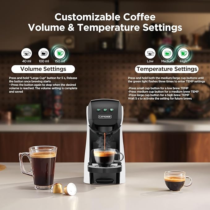Warriors1 Coffee Maker for Keurig K Cup pod, Espresso Machine for Nespresso Original, Dolce Gusto Pods, Ground Coffee, Coffee Machine for kitchens, apartments, dorms, RVs & camping, 28 oz Reservoir