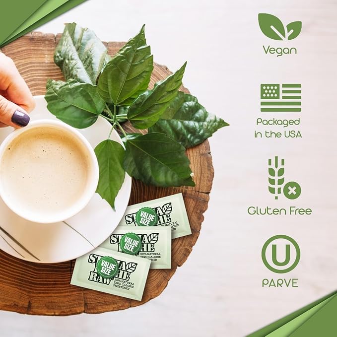 Sugar Substitute - Stevia Raw Zero Calorie Sweetener Packets,Leaf, 400 Count, Sugar Substitute for coffee and Tea.