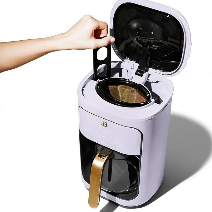 Beautiful 14-Cup Programmable Drip Coffee Maker with Touch Display - Automatic Coffee Machine with Timer for Home & Office - by Drew Barrymore (Lavender)