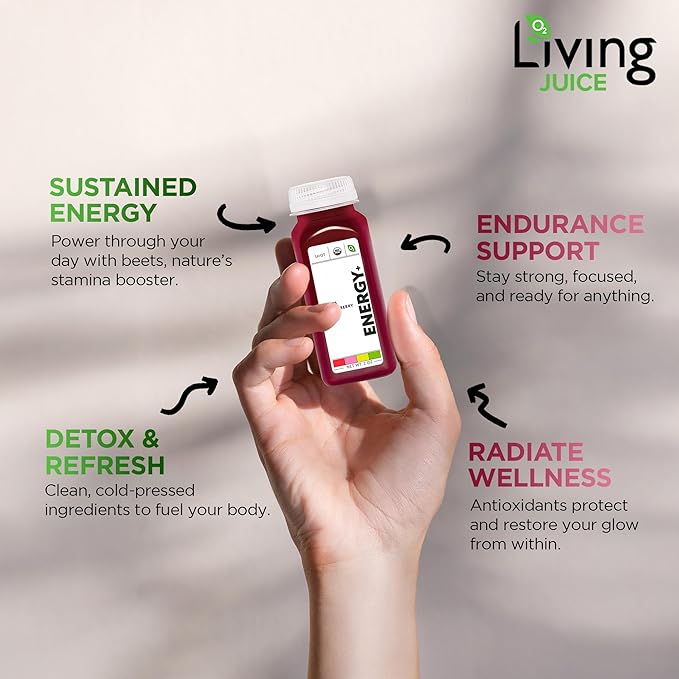 O2 Living Energy Booster Juice Shots - 2oz - 12 Pack - Organic Cold-Pressed Juice Shots, No Added Sugars or Water, Naturally Sweetened from Fruits, Fresh Pressed, Packed with Nutrients and Vitamins