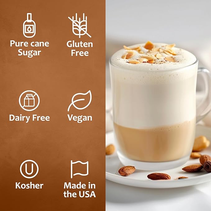 Syruvia Coffee Syrup, Almond Flavored Syrup for Drinks, Lattes, and Desserts – 25.4 fl oz,