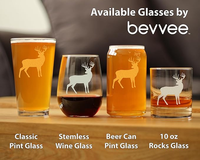 Bevvee Deer Whiskey Rocks Glass - Cabin Themed Gifts or Rustic Decor for Men and Women - Fun Whisky Drinking Tumbler - 10.25 oz
