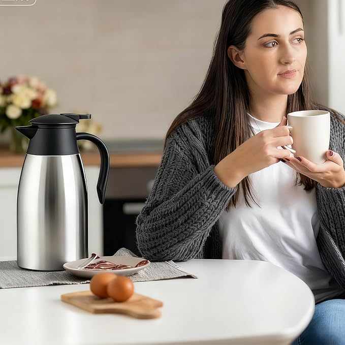 4 PCS 68 Oz Thermal Coffee Carafe with 4 PCS Brushes, 316L Stainless Steel Double Walled Vacuum Insulated Coffee Carafes for Keeping Hot 12 Hours, Cold 24 Hours, Carafe for Hot Liquids, Beverages