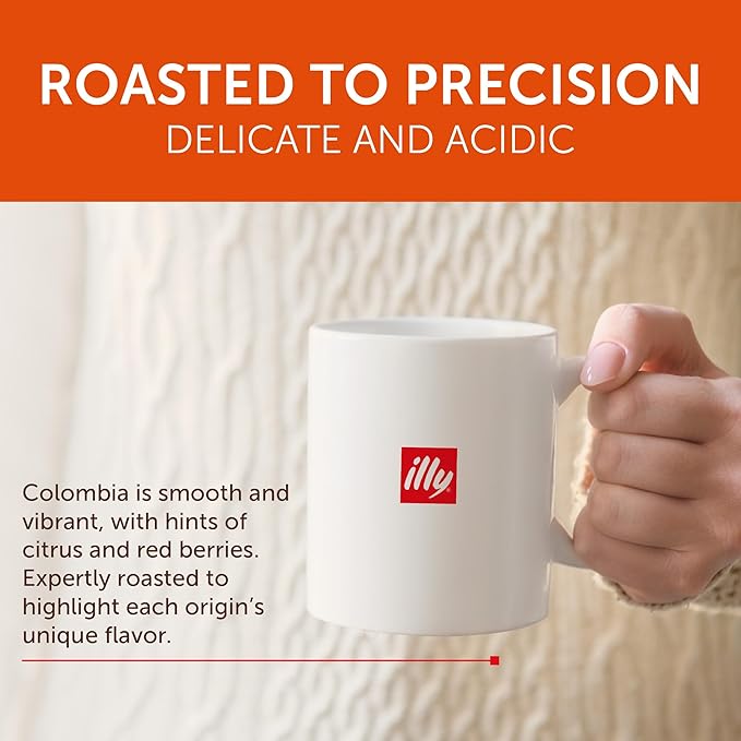 Illy Coffee K Cups - Compatible Pods for Keurig Coffee Maker - Single Origin Colombia Medium Roast - Notes of Citrus and Red Fruits - 10 Count (Pack of 6)