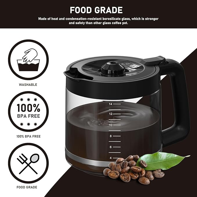 14-Cup Coffee Pot Replacement Carafe Compatible with Mr. Coffee 14-Cup Programmable Coffee Maker, Model #: BVMC-PC14-CARAFE. 1 Pack