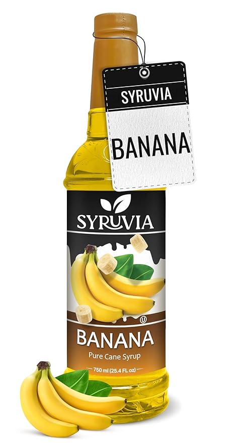 Syruvia Coffee Syrup, Banana Flavored Syrup for Drinks, Lattes, and Desserts – 25.4 fl oz,