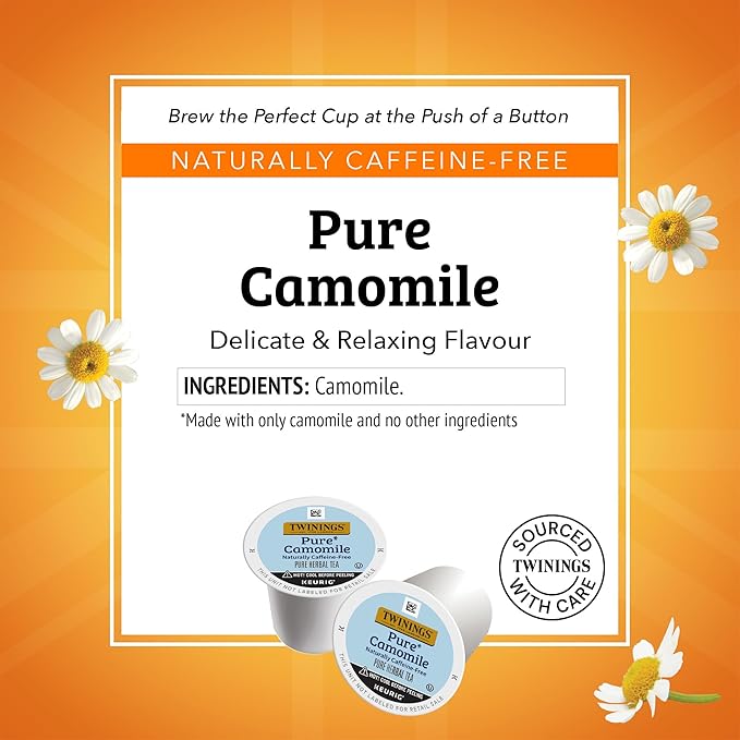 Twinings Pure Camomile Herbal Tea 72 K-Cup Pods for Keurig, 12 Count (Pack of 6), Made with Pure Camomile Blossoms, Naturally Caffeine-Free, Enjoy Hot or Iced