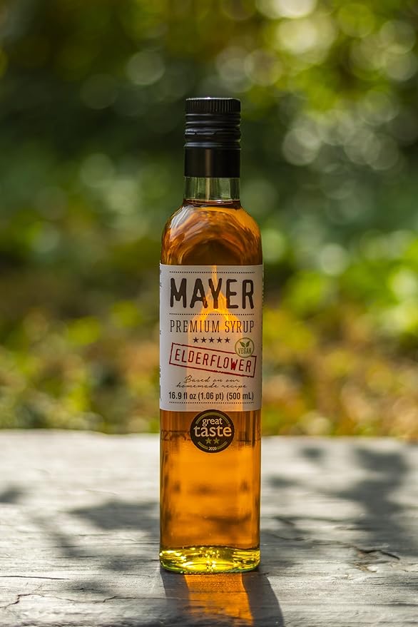 Mayer Hungarian Elderflower Syrup - Award - Winning, Only Real Elderflowers and 3 Natural Ingredients, Vegan, Gluten Free, Perfect for Cocktails, Lemonades, Coffee, Desserts - No Artificial Additives, Rich Authentic Flavor ( 1 Pack )