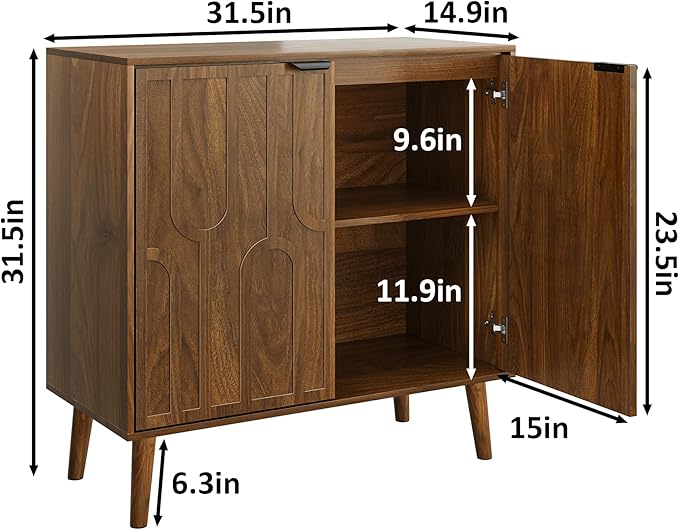 Sideboard Buffet Cabinet with Storage, Kitchen Storage Cabinet with 2 Doors, Walnut Coffee Bar Sideboard Cupboard, for Living Room, Hallway