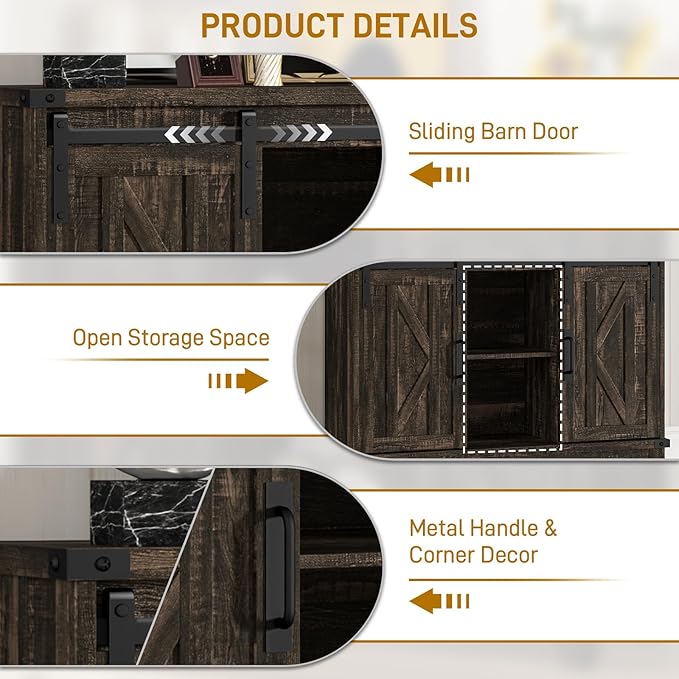 Vabches Cube Storage Organizer, Sliding Doors Coffee Bar Cabinet with Storage Farmhouse Sideboard Buffet Cabinet with Adjustable Shelves Coffee Bar for Kitchen Home Office Dining Room