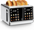 4 Slice Touch Screen Toaster with LCD Display Stainless Steel Digital Toasters 6 Bread Types& 6 Shade Settings Smart Extra Wide Slots Toaster With Bagel Cancel Defrost Reheat Functions