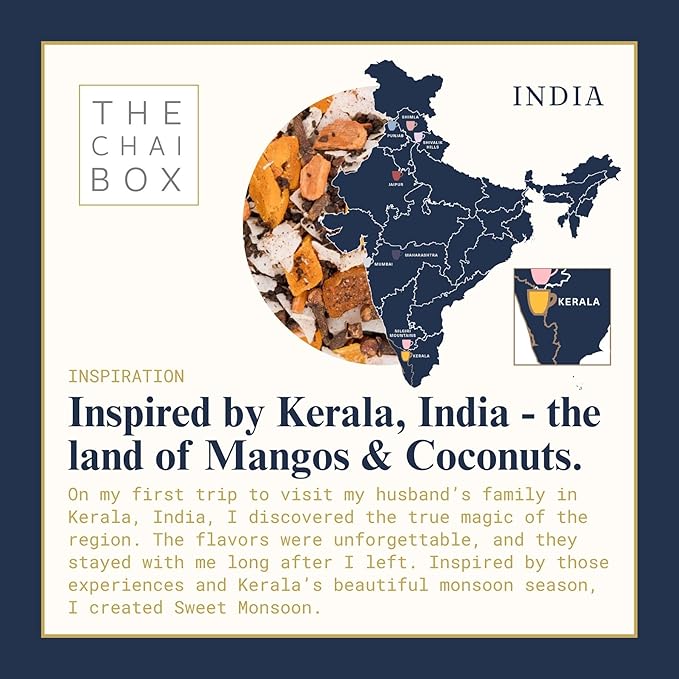 The Chai Box Loose Leaf Mango Tea - Featured in Oprah's Favorite Things | Caffeinated Black Tea with Mango,Coconut, Cinnamon & Clove ( Pack of 1) 2.5 oz | Makes 25 Cups | Small Batch Loose Leaf Tea with Whole, Premium Spices