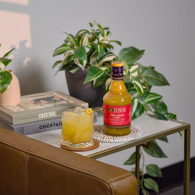 Liber & Co. Fiery Ginger Syrup - Made with 50% Organic Peruvian Ginger Juice - Perfect for Moscow Mules, Dark 'N Stormies, Sodas - Makes 25 Drinks (12.7 oz)