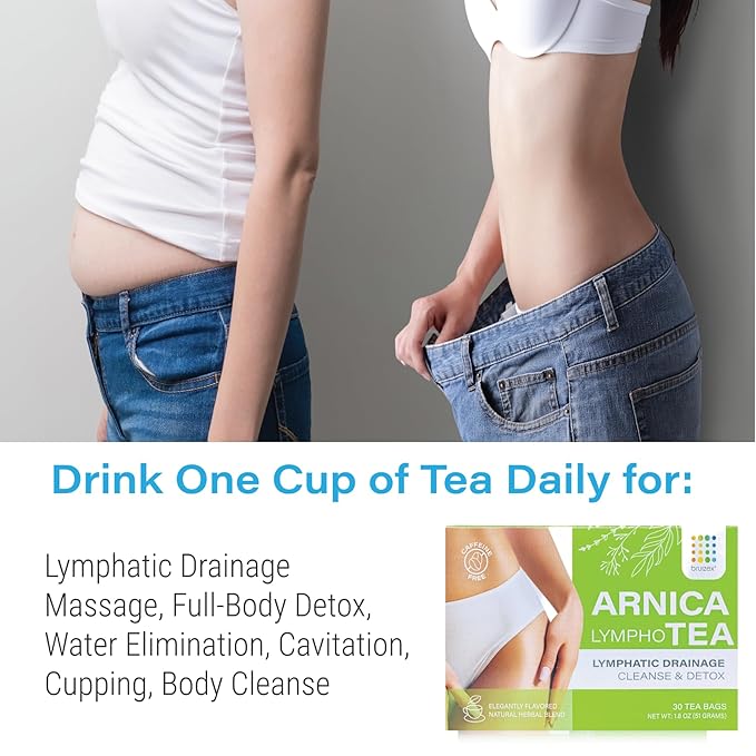 Bruizex Arnica Tea for Bruising and Swelling, Post Surgery Recovery after Liposuction, Tummy Tuck, 360 Lipo, BBL I Blend For Lymphatic Drainage Massage & Fibrosis with Ginger I 30 arnica tea bags