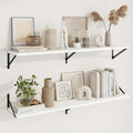 Axeman White Floating Shelves for Wall - 48 Inch Wide x 10 Inch Deep Floating Shelves Set of 2 -White Wide Wall Shelves for Living Room Bathroom Bedroom