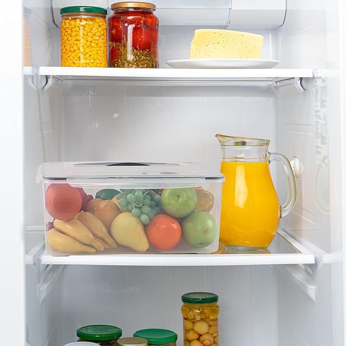15 L Airtight Rectangular Food Storage Container with Top Handle, Set of 4 Plastic Clear Food Storage Container with Latch Clip