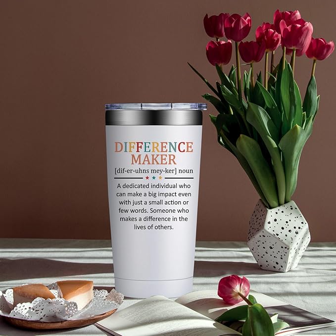 Difference Maker Gifts - Christmas Thank You Gift for Women, Men - Teacher Appreciation Gifts - Inspirational Gift for Coworker, Boss, Assistant, Employee - 20oz Tumbler
