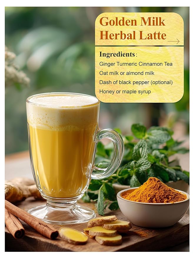LOOMICA Turmeric Ginger Cinnamon Tea, Naturally Caffeine-Free, Warm & Spicy Herbal Blend, Rich & Aromatic, Perfect for Cozy Mornings & Relaxing Evenings, 20 Counts