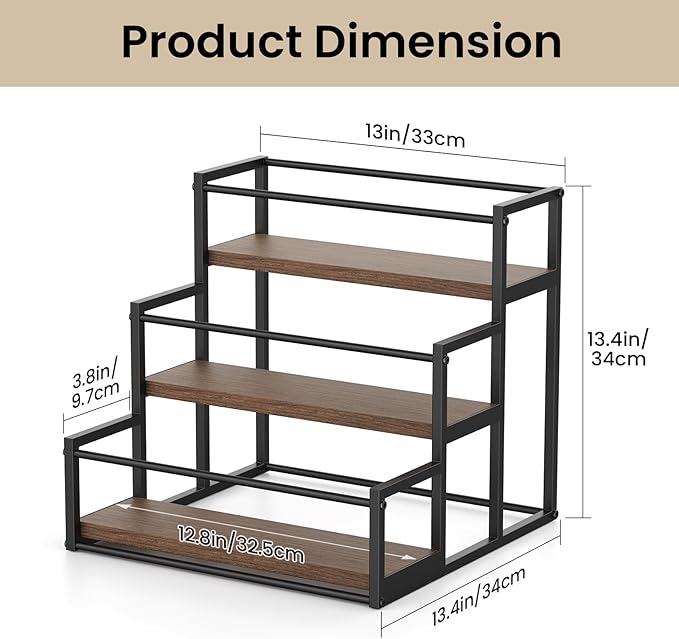 THYGIFTREE Liquor Bottle Display Shelf 3 Tier Rack Holder Bar Shelf Stand for Wine Whiskey Risers Organizer Kitchen Countertop
