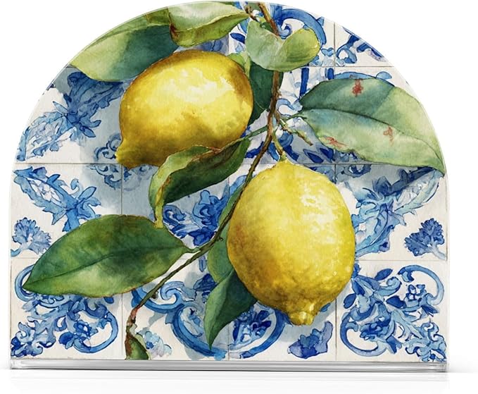Lemon Blue Tiles Napkin Holder for Table Paper Cocktail Napkin Holders for Kitchen Dinning Acrylic Dinner Napkin Dispenser for Dinner Home Decor Bar 2 Pack