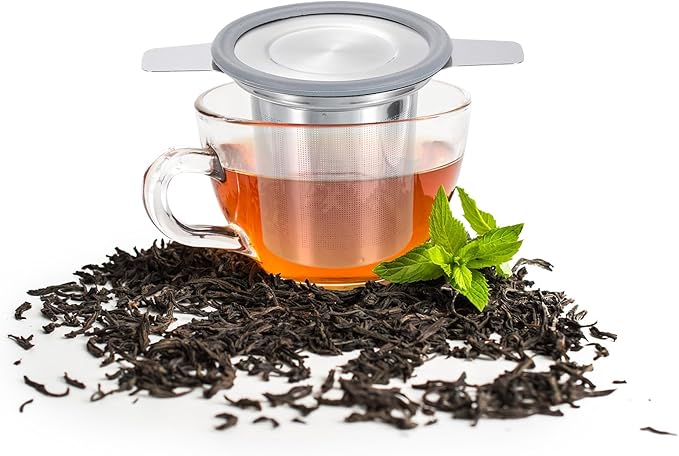 uxcell Tea Infuser Filter, Stainless Steel Tea Strainer, Loose Tea Steeper, Tea Ball with Chain for Loose Leaf Tea, Medium Size