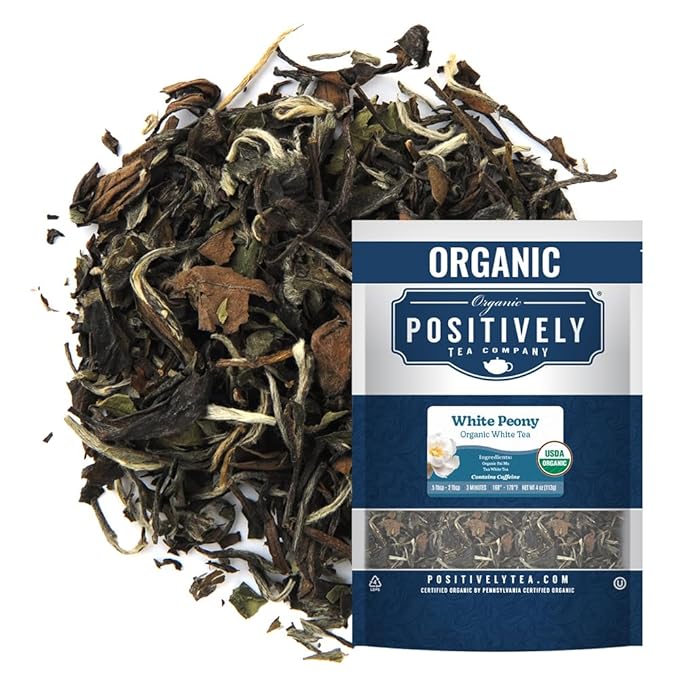 Organic Positively Tea Company, White Peony White Tea, Loose Leaf, 4 Ounce