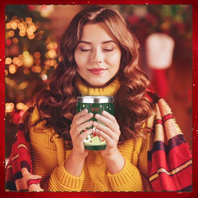 MEZMUT 12oz Unique Mom Christmas Gifts for Women - Insulated Stainless Steel Wine Tumblers with Lids & Straws