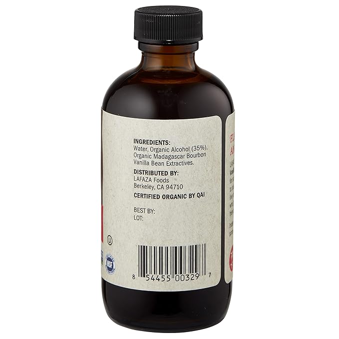 Lafaza Organic Pure Madagascar Bourbon Vanilla Extract, All-Natural (4 fl oz)