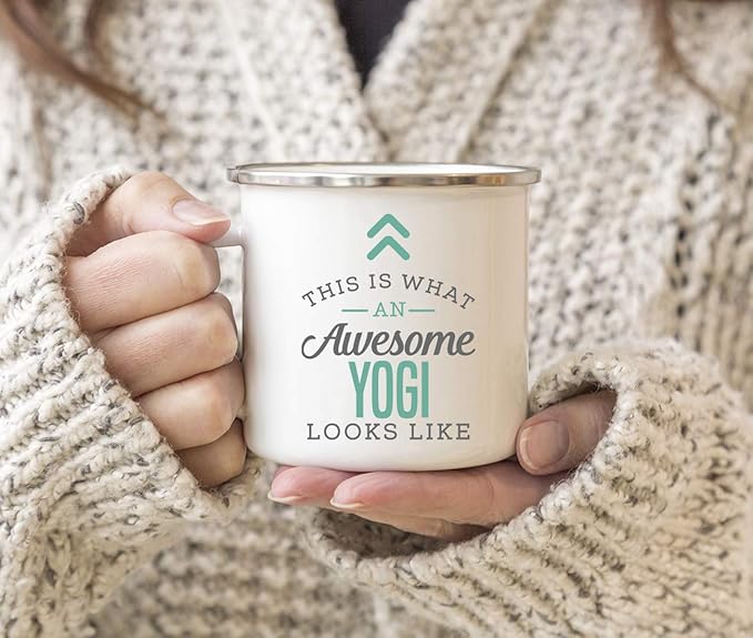 Andaz Press 11oz. Stainless Steel Campfire Coffee Mug Gift, This is What an Awesome Yogi Looks Like, 1-Pack, Birthday Gift Ideas Coworker Him Her, Includes Gift Box