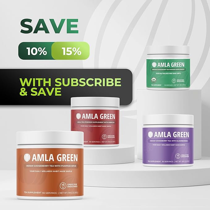 Amla Powder & Green Tea Superfood Supplement, 20x Ultra Concentrated Amla, Antioxidant Support, Made with Oolong Tea and Indian Gooseberries, Organic, Vegan, Classic Flavor, 30 Servings