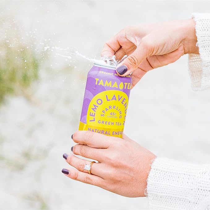 Tama Tea Sugar-Free Sparkling Green Tea, Lemo Lavender – Organic & Naturally Energizing – Zero Calories, Zero Carbs, Non-GMO – Antioxidant-Rich with 45mg Natural Caffeine – 12 oz Cans (12-Pack)