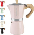 Mongdio Stovetop Espresso Maker Moka Pot, Cuban Coffee Maker Stove top coffee maker Moka Italian Espresso Greca Coffee Maker Brewer Percolator, 12 Espresso Cups, 20 oz - Pink