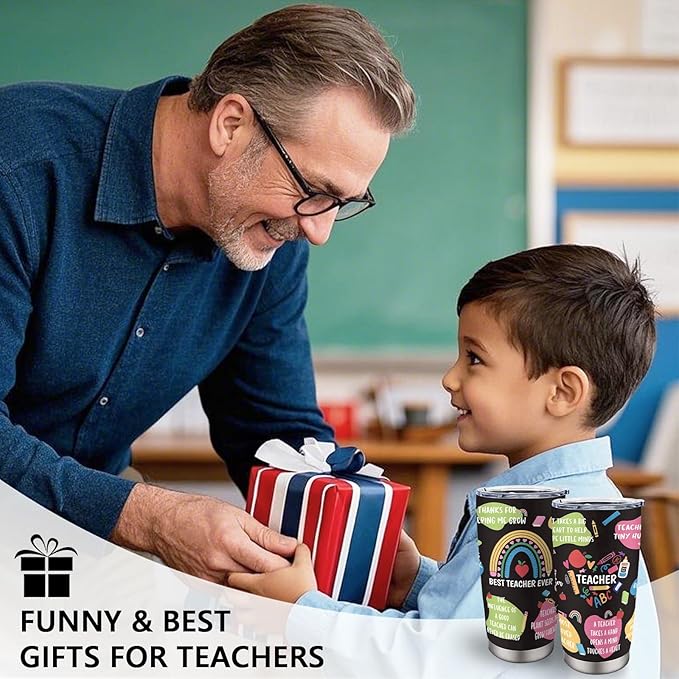 Christmas Teacher Gifts for Men - Xmas Teacher Appreciation Gifts - Teachers Retirement/Birthday Gift from Student Tumbler 20oz
