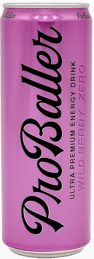 ProBaller Ultra Premium Zero Sugar Energy Drink - Natural & Clean NSF Certified Sport Drink with Amino Acids, Taurine, Biotin, Vitamin B 12 Methylcobalamin, & Electrolytes - 15 Pack - Wild Berry