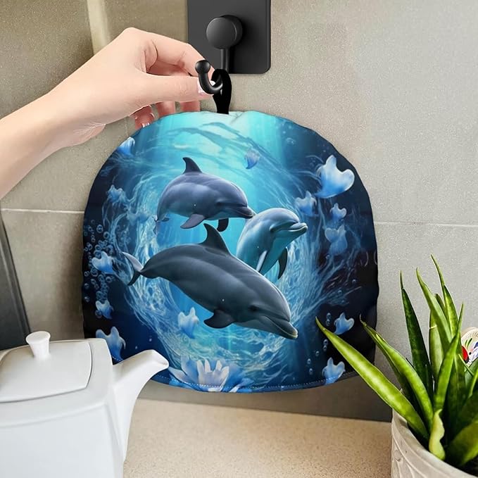 Dolphin Tea Cozy for Teapot Insulated Floral Tea Pot Cozy for Keeping Warm for Kitchen Decorative Tea Cosy for Teapot Tea Cozies