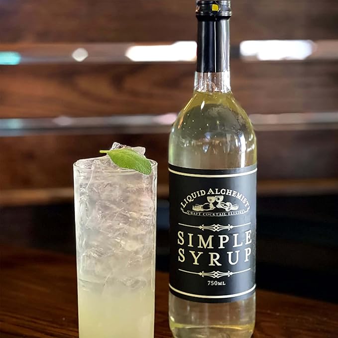 Liquid Alchemist Simple Syrup for Cocktails - Real Ingredients Make our Simple Sugar Syrup the Perfect Old Fashioned Mix - Our Drink Mix is Non-GMO Gluten Free & Vegan (12.7 oz)