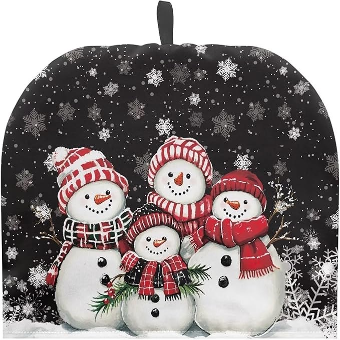Snowman Family Tea Cozy Tea Pot with Warmer Fashion Teapot Insulated Cotton Kettle Kitchen Dust Cover for Housewife Small Tea Pot Cozy Cover with Keep Warming Teapot Gift for Kettle Cover