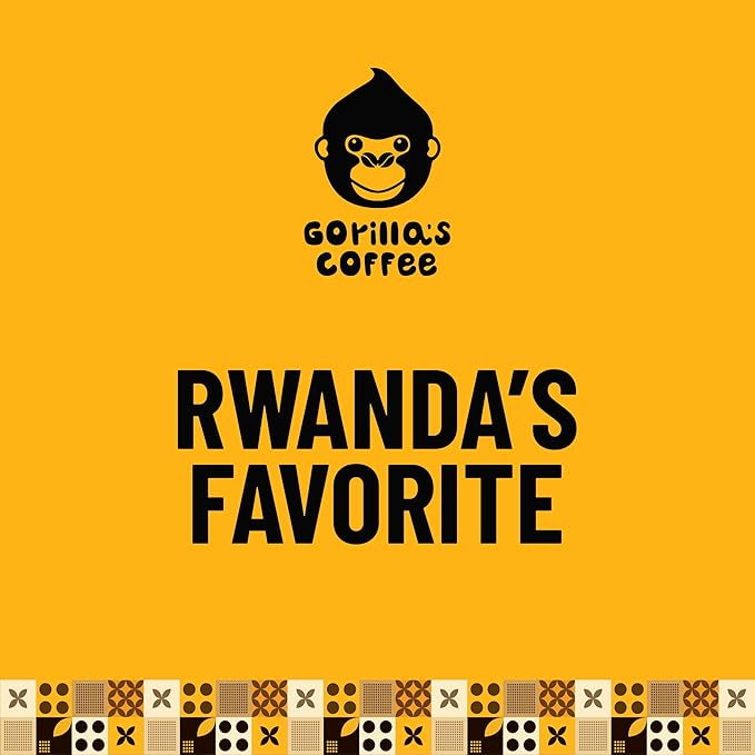 Gorilla's Coffee 100% Arabica - Medium Roast Whole Bean Coffee, Fair Trade, Full Bodied, with Notes of Dark Chocolate | Premium Rwandan Coffee | Rich, Flavorful, and Aromatic (500g/17.6oz)