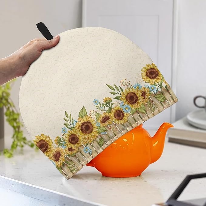 Sunflower Tea Cozy for Teapot Insulated Beige Tea Pot Cozy for Keeping Warm for Home Decorative Tea Cosy for Teapot Tea Cozies