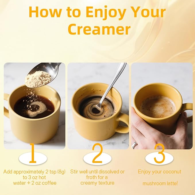 Collagen Creamer, Coconut Creamer for Coffee, 10 Mushrooms Supplement, Bovine Collagen and Ceylon Cinnamon Powder | Supports Hair, Skin & Nails, Digestive Health & Energy | 6.35 Oz