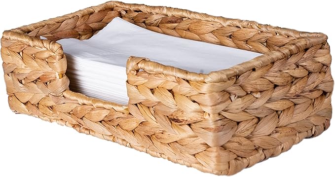 Rectangle Water Hyacinth Napkin Holders For Kitchen And Bathroom, Guest Towel Holder Tray For Bathroom, Handcrafted Flat Napkin Holder Basket, Wicker Accessories for Home Decor, Restaurants, Cafe