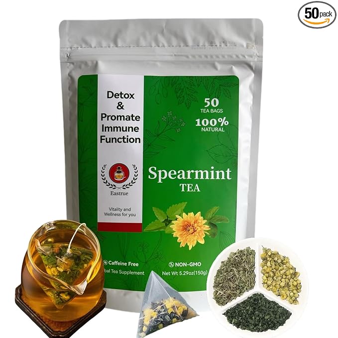 Eastrue Spearmint Tea Blend Mulberry & Chrysanthemum,50 Teabags,Supports Everyday Wellness, Healthy & Refreshing,Non-GMO,Organic,Caffeine-Free