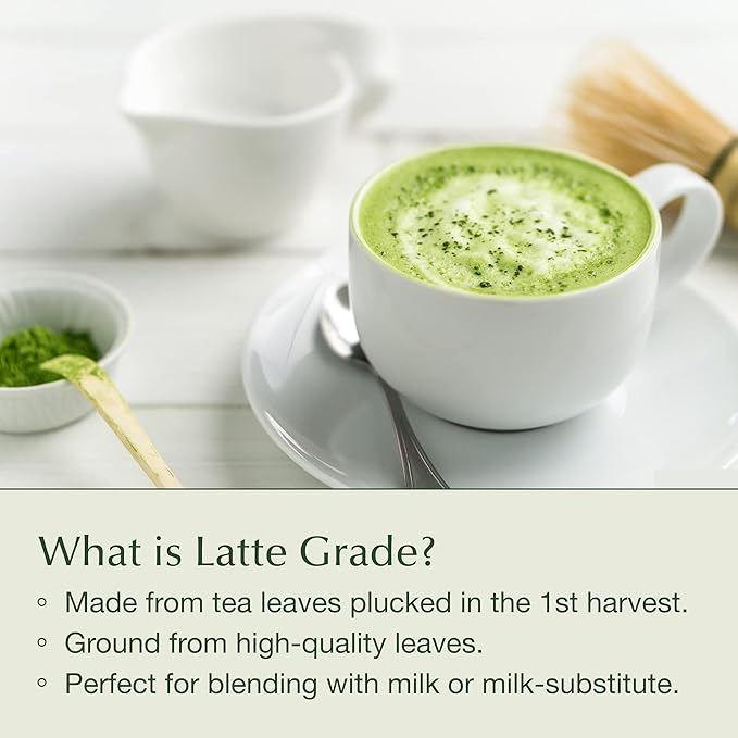 Encha Latte Grade Matcha Powder - First Harvest Organic Unsweetened Matcha Green Tea, From Uji, Japan (60g/2.12 Ounce) Premium Powder for matcha latte, smoothie | Caffeine, L-Theanine