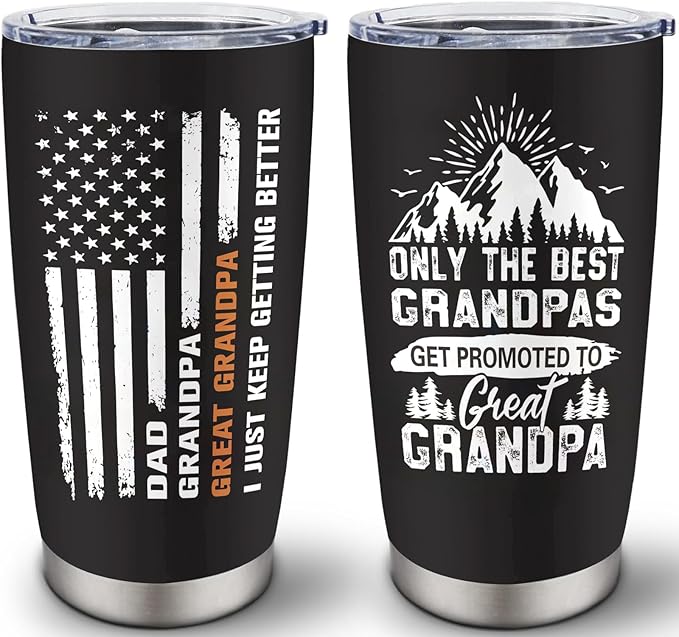 Great Grandpa Gifts, Christmas Gifts for Great Grandpa, Great Grandfather Gift from Grandkids, Promoted to Great Grandfather Gift, 20 oz Stainless Steel Tumbler